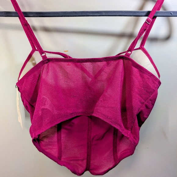 SHEINBAE Hot Pink Glitter Corset Bra Top - Small NWT - Picture 3 of 6